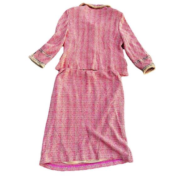 LUXURY ST. JOHN COUTURE PINK TWEED 2-PIECE SKIRT SUIT - SIZE 14 (Made In USA) - Picture 15 of 16